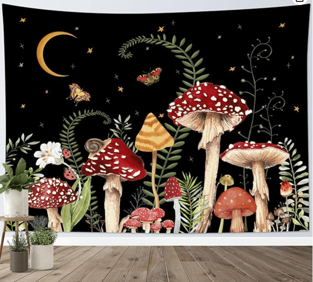 LB Mushroom Tapestry Colorful Butterfly Tapestry